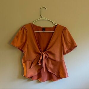 Bronze/rose gold wild fable tie blouse